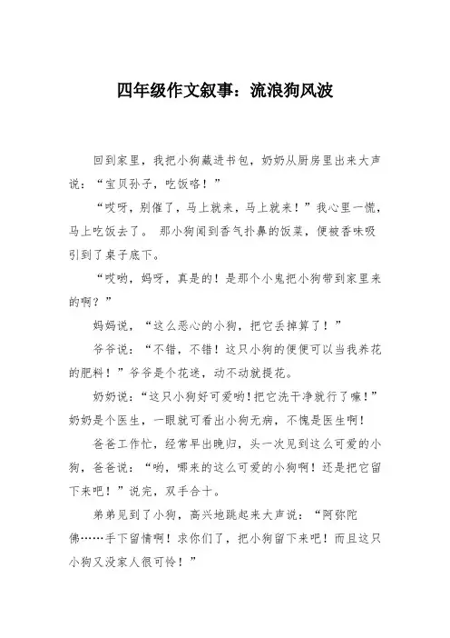 四年级作文叙事：流浪狗风波