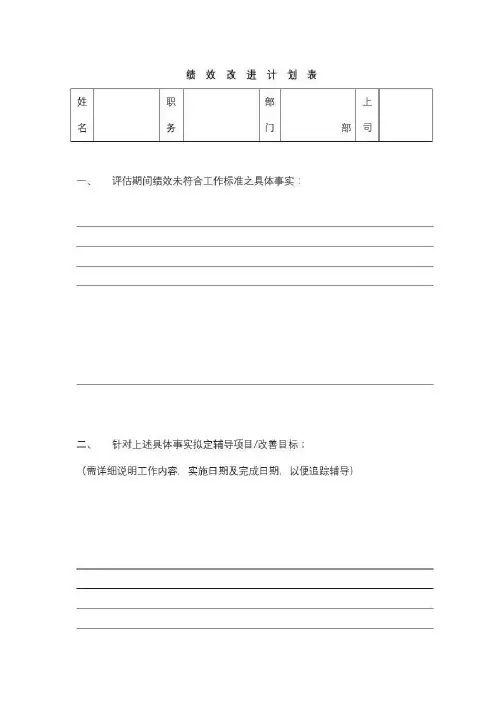 绩效改进计划表