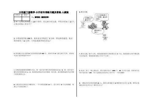 六年级下册数学-小升初专项练习题及答案-X18-人教版
