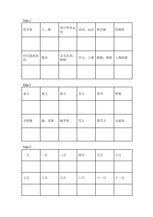 PEP小学英语五年级下册1-5单元单词表
