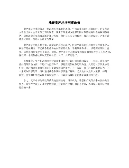 浅谈宽严相济刑事政策