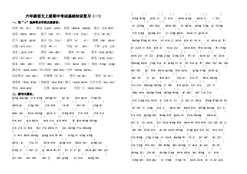 人教版六年级语文上册期中考试字词复习专项训练