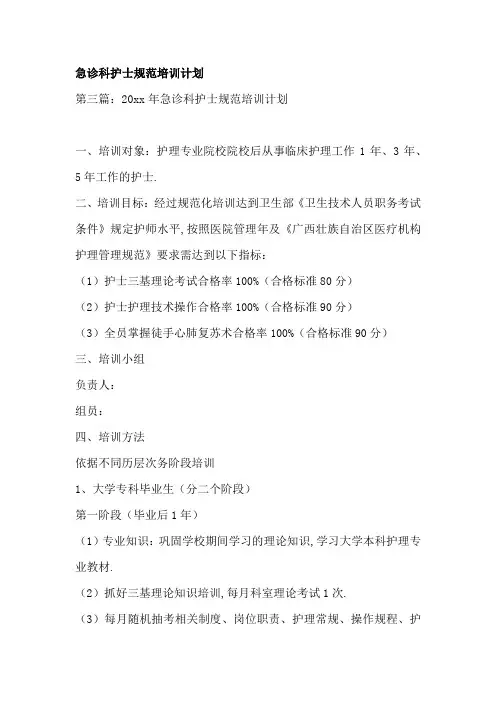 急诊科护士规范培训计划