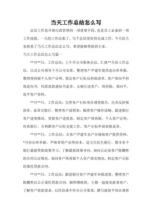 工作报告 当天工作总结怎么写