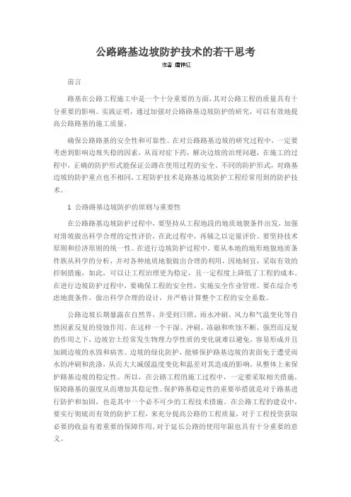 公路路基边坡防护技术的若干思考
