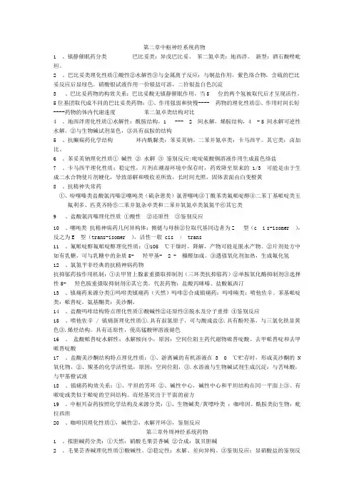 药物化学复习重点