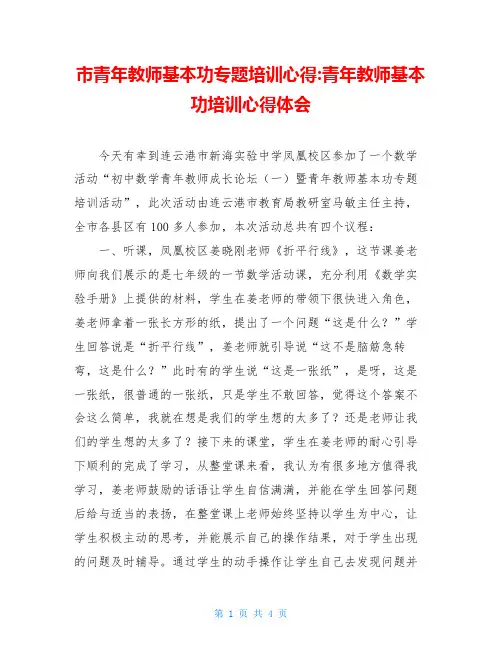 市青年教师基本功专题培训心得-青年教师基本功培训心得体会
