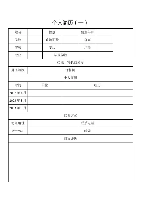 个人简历范本 2