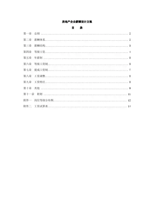 房地企业薪酬设计方案