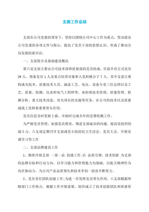 支部工作总结