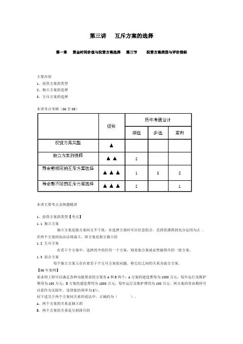 中级经济师考试-建筑-互斥方案的选择