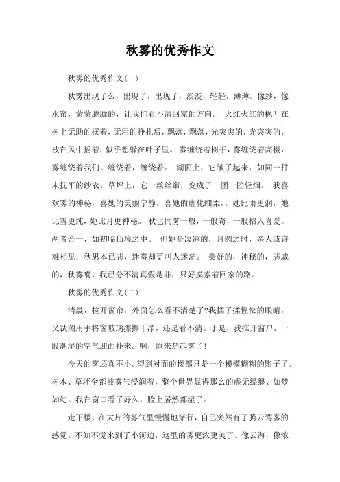 秋雾的优秀作文