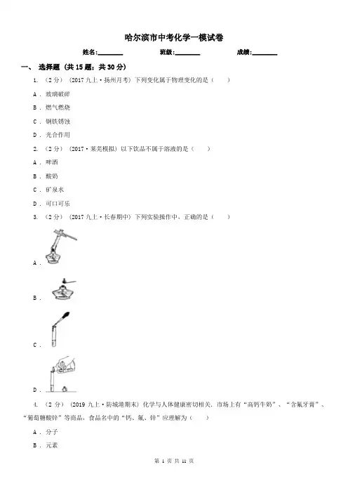哈尔滨市中考化学一模试卷 