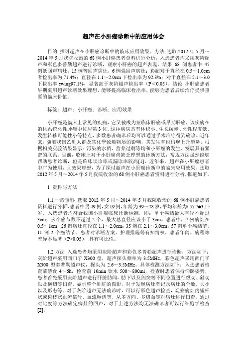 超声在小肝癌诊断中的应用体会