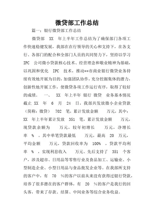 微贷部工作总结