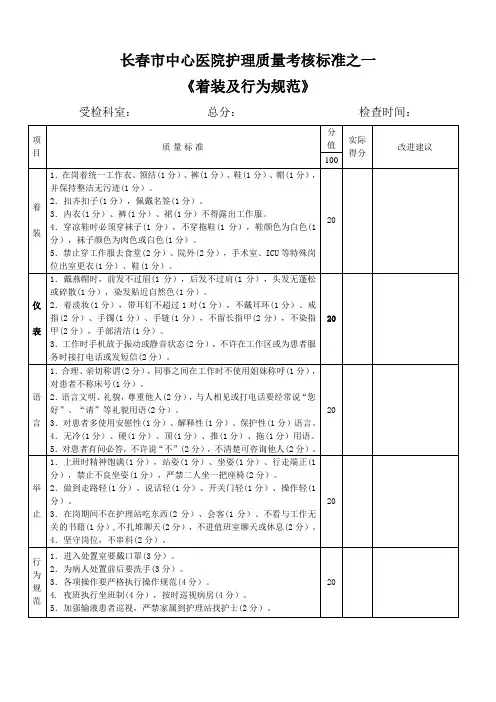 着装及行为规范考核标准