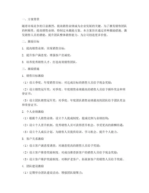 销售衣服的激励方案