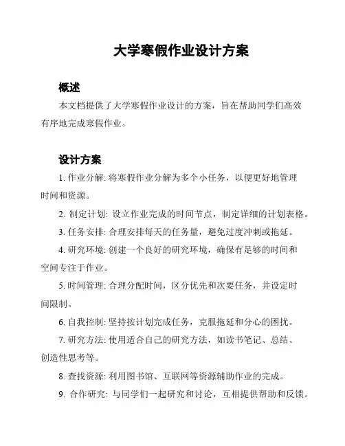大学寒假作业设计方案
