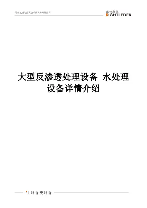 大型反渗透处理设备 水处理设备详情介绍