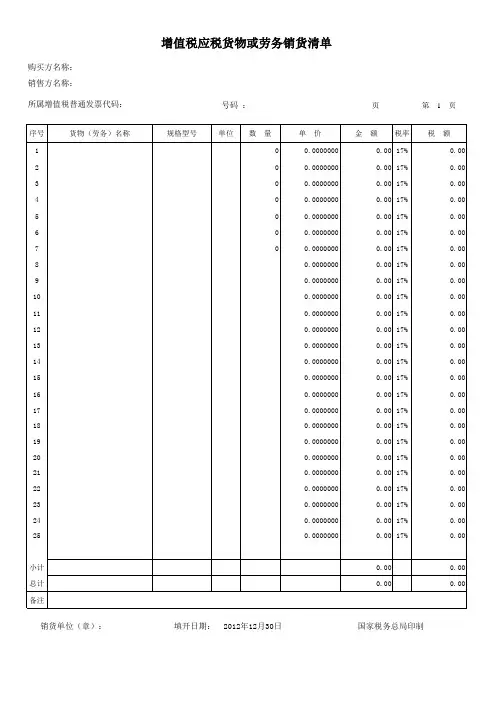 增值税发票清单模板1