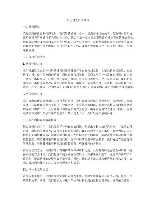 路桥自查自纠报告