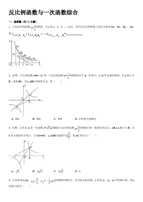 八年级反比例函数与一次函数综合题型含答案
