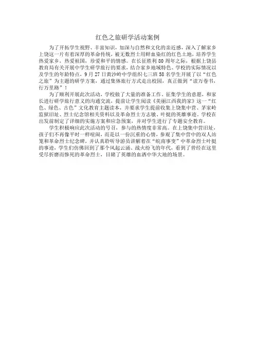 红色之旅研学活动案例 2