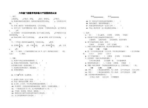 六年级下册数学同步练习平面图形的认识