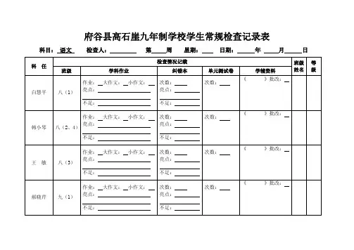 学生常规检查记录表2015.10.18