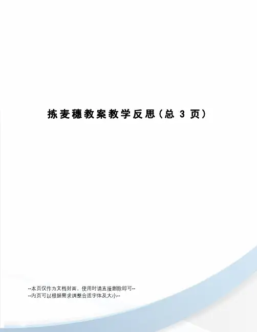 拣麦穗教案教学反思