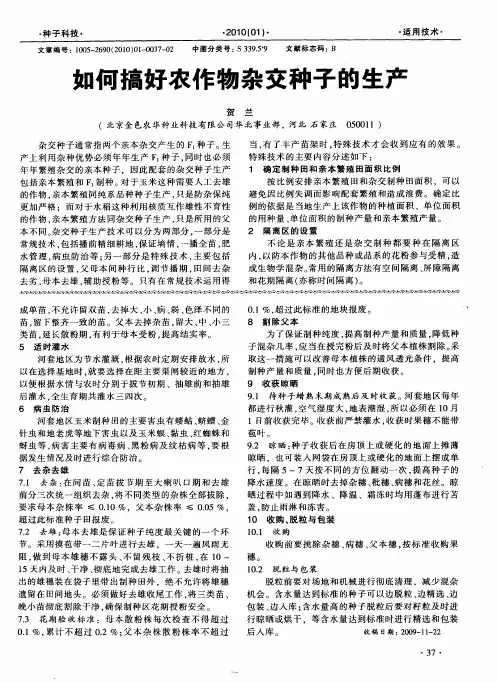 如何搞好农作物杂交种子的生产