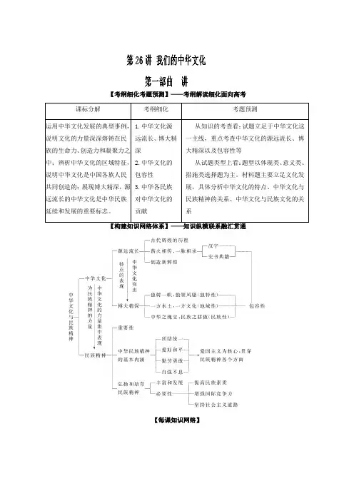 2018届高三政治一轮复习人教版文化生活第六课我们的中华文化教案
