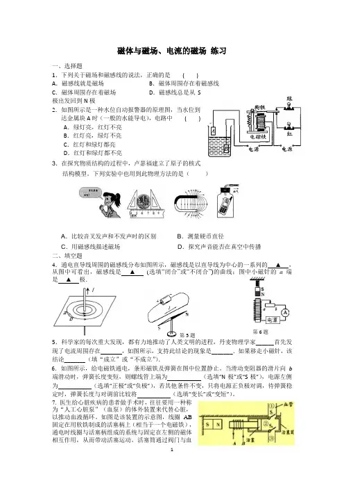磁体与磁场、电流的磁场练习