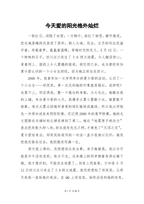 今天爱的阳光格外灿烂_高三作文
