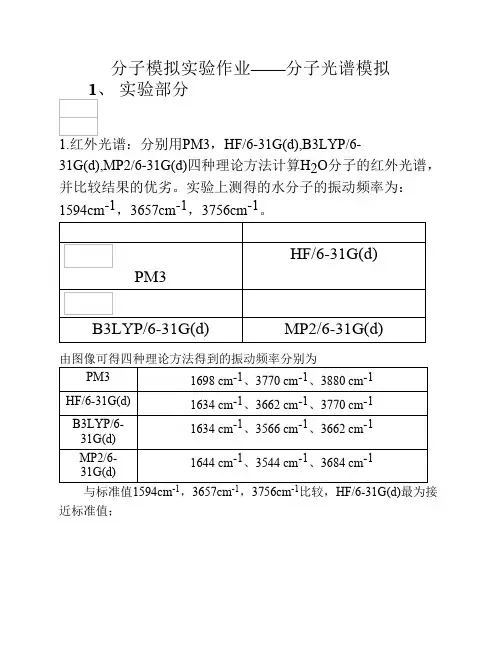 分子模拟实验报告分子光谱模拟.