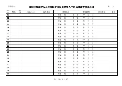 老年人中医药健康管理花名册