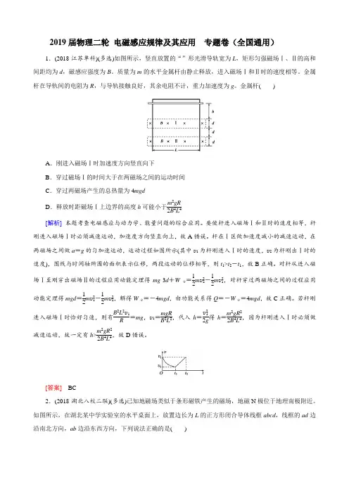 2019届物理二轮  电磁感应规律及其应用   专题卷(全国通用)