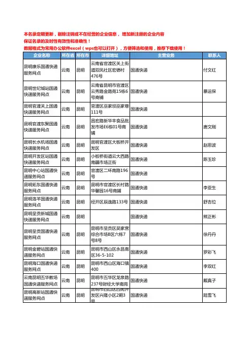 2020新版云南省国通快递工商企业公司名录名单黄页联系方式大全112家