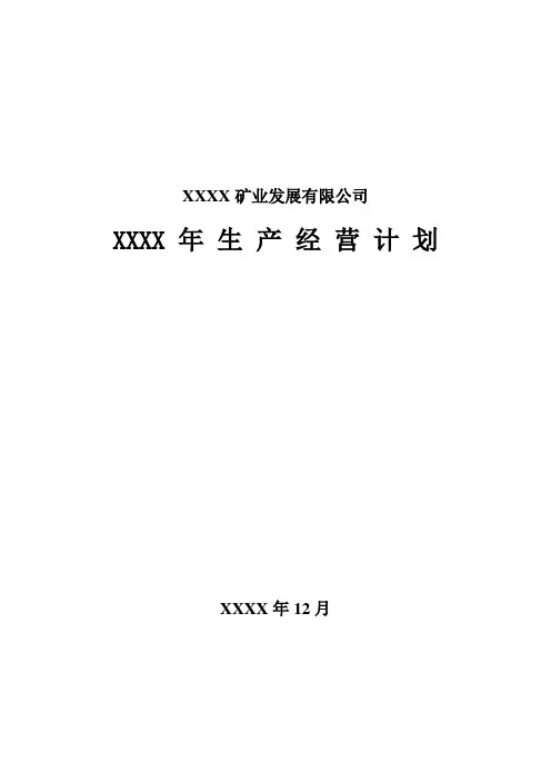 矿业公司年度生产经营计划编制说明 精品
