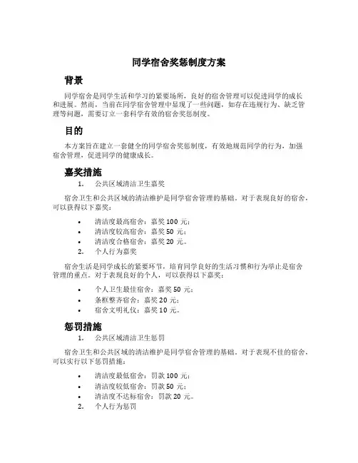 学生宿舍奖惩制度方案