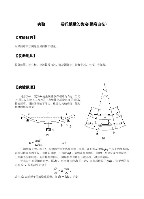 实验 杨氏模量的测定(梁弯曲法)