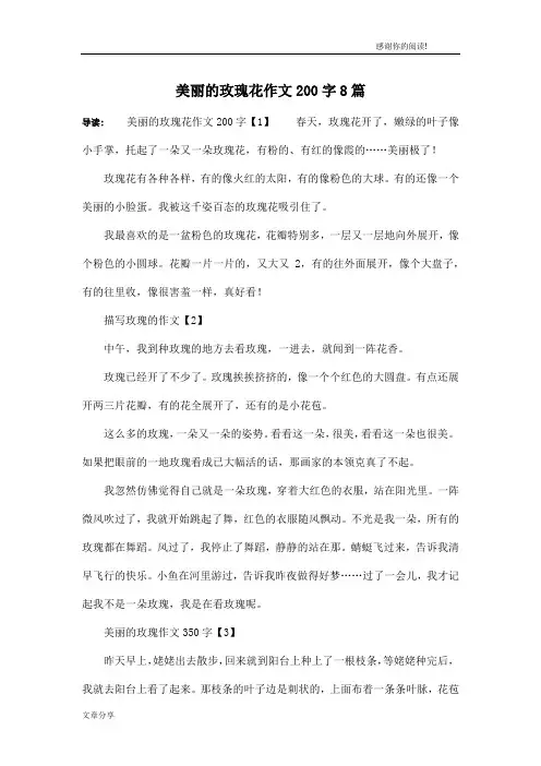 美丽的玫瑰花作文200字8篇
