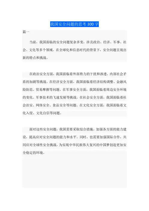 我国安全问题的思考300字