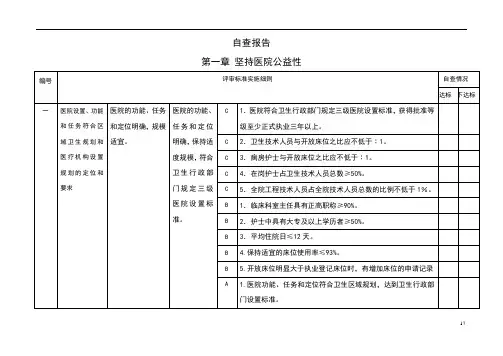 三级甲等医院评审自查报告 2