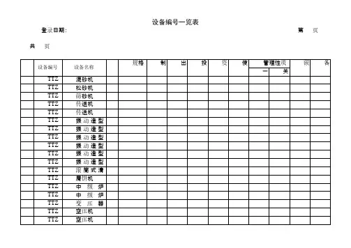设备编号一览表