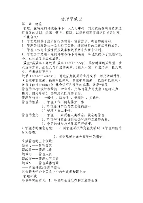 管理学笔记——精选推荐
