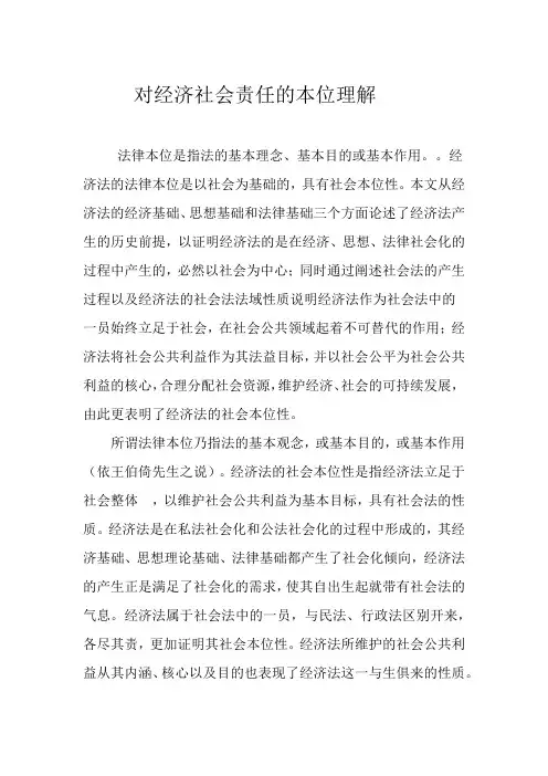 对经济社会责任的本位理解