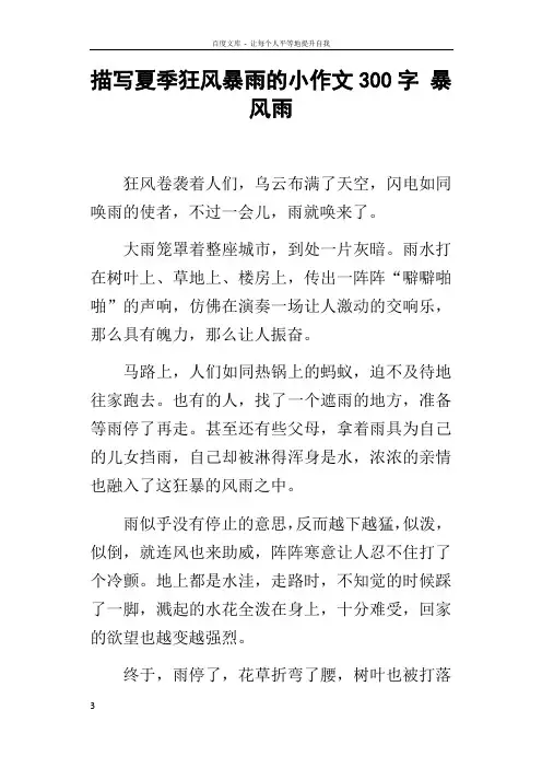 描写夏季狂风暴雨的小作文300字暴风雨