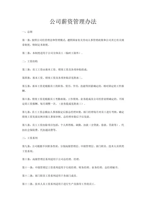 公司薪资管理办法