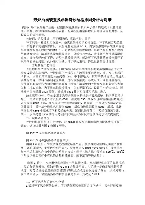 芳烃抽提装置换热器腐蚀结垢原因分析与对策